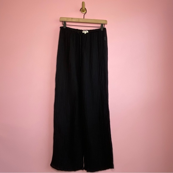 Monday Swimwear Belize Crinkle Linen Beach Pants, Black, S - Picture 7 of 15